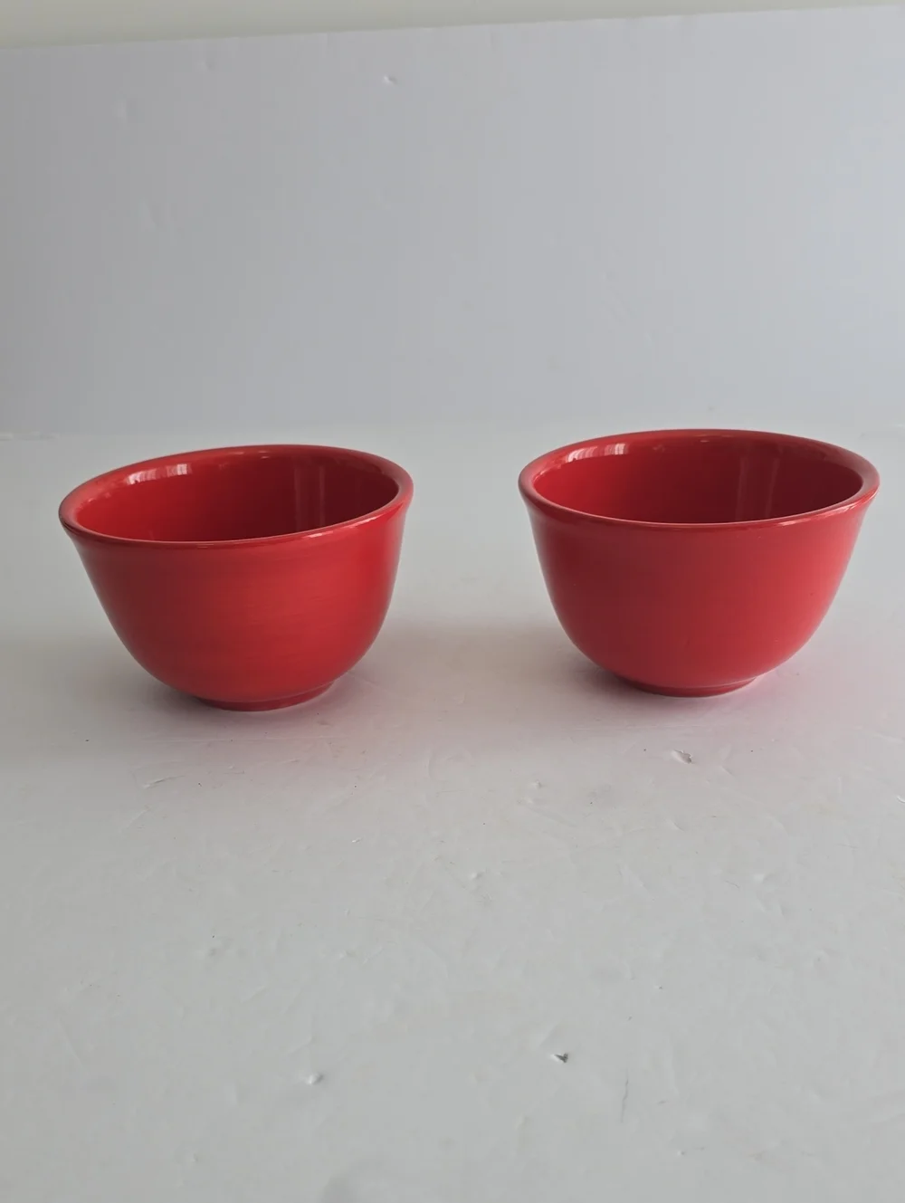 Pottery Barn Set Of 2 Colorful Serve Red Ceramic Serving Mixing Bowls